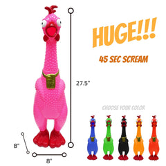 GIANT over 2 Feet tall Screaming Rubber Chicken - 45 Seconds Scream - Fast Free Shipping